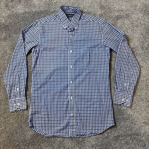 Tailorbyrd Collection Shirt Men Small Blue/Purple Plaid Trim Fit Stretch